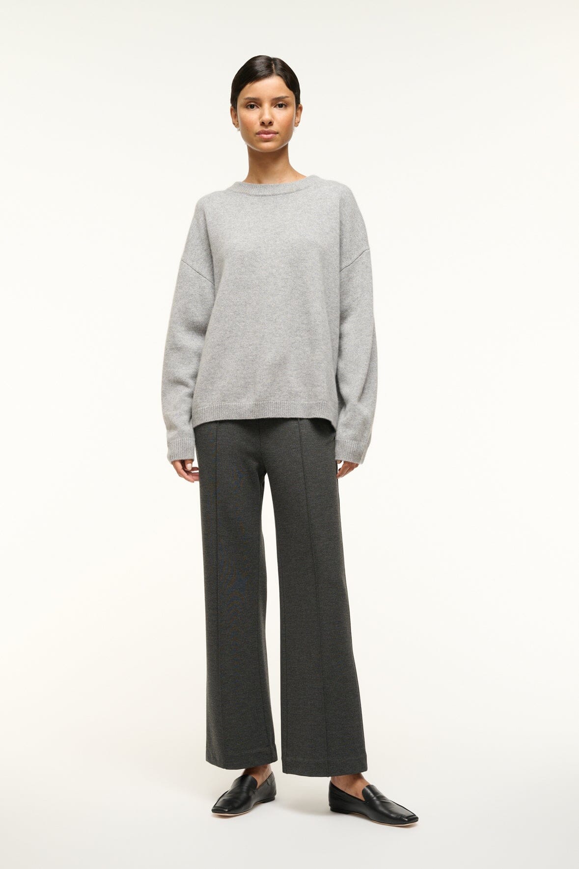 SERRANO CASHMERE RELAXED CREW | HEATHER GREY