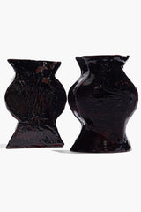 CERAMIC VASE BOOKENDS | BLACK
